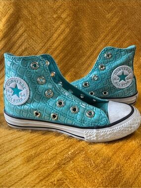Converse Kids' Mermaid Turquoise Chuck Taylor All Star High Top Sneakers size 11